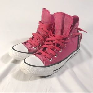 pink and black zipper converse chuck high tops